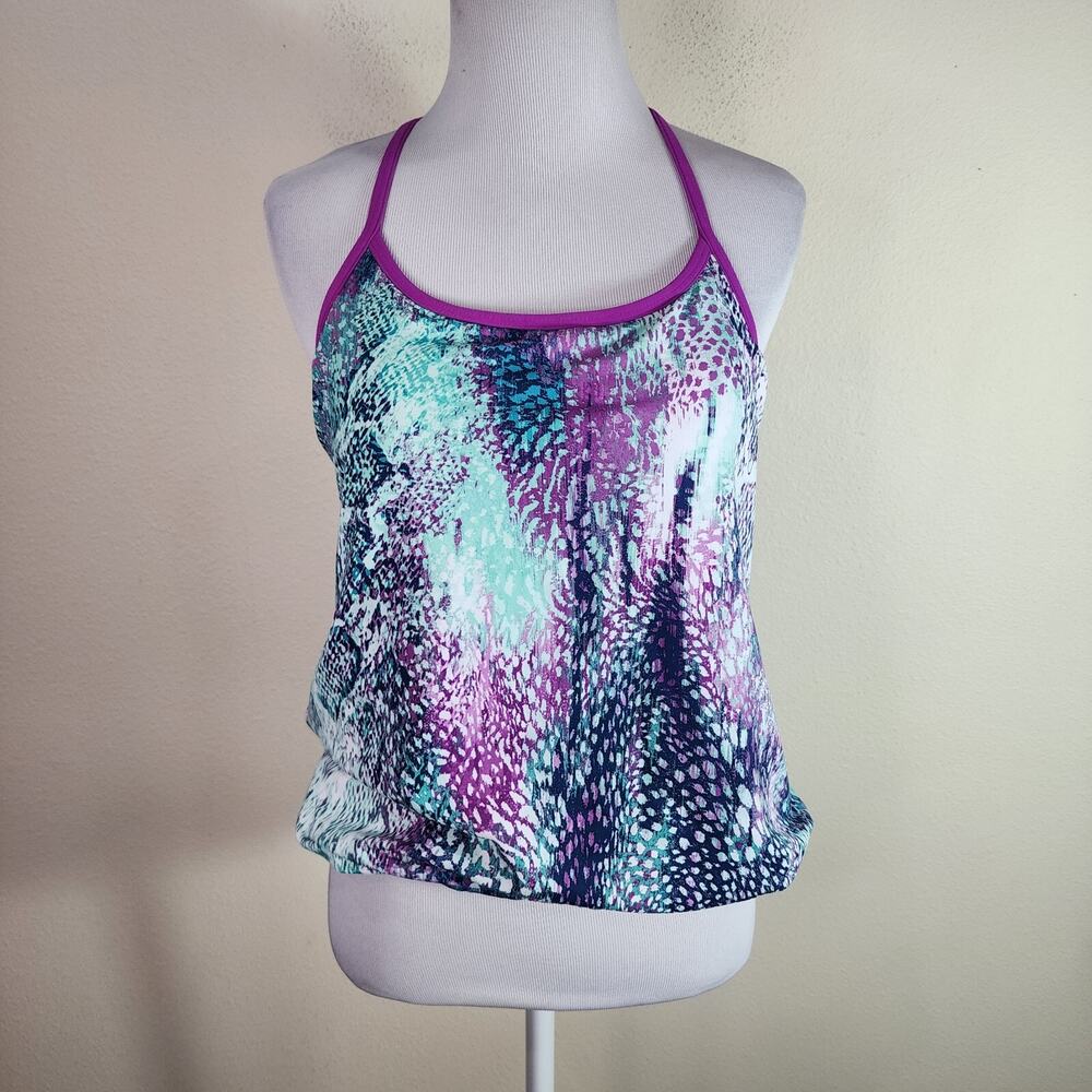 Fabletics Norwalk Tank Top Built in Sports Bra Animal Print Purple Size XXS